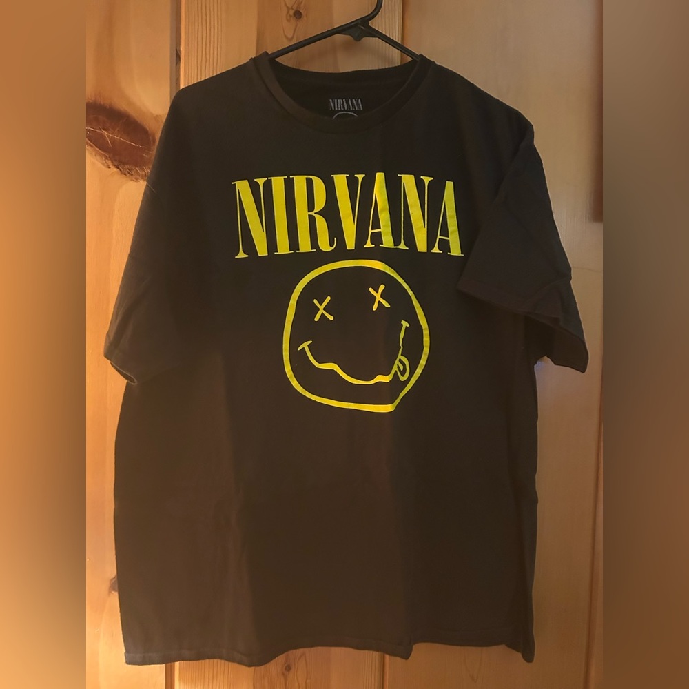 NIRVANA Black Tee with Yellow Graphic